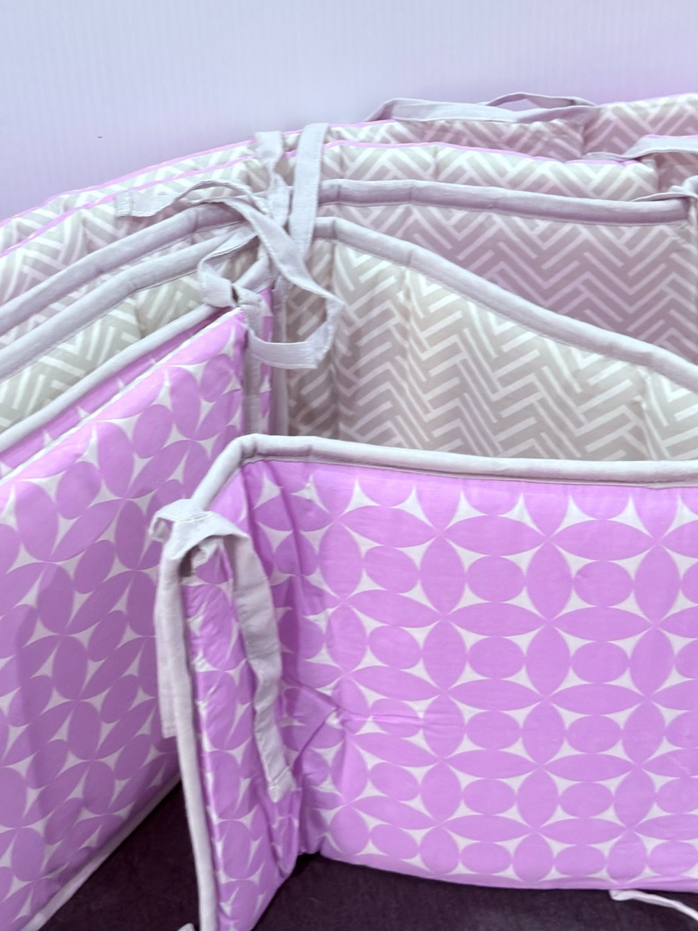 Baby Crib Organizer Panels in Light Pink and Beige